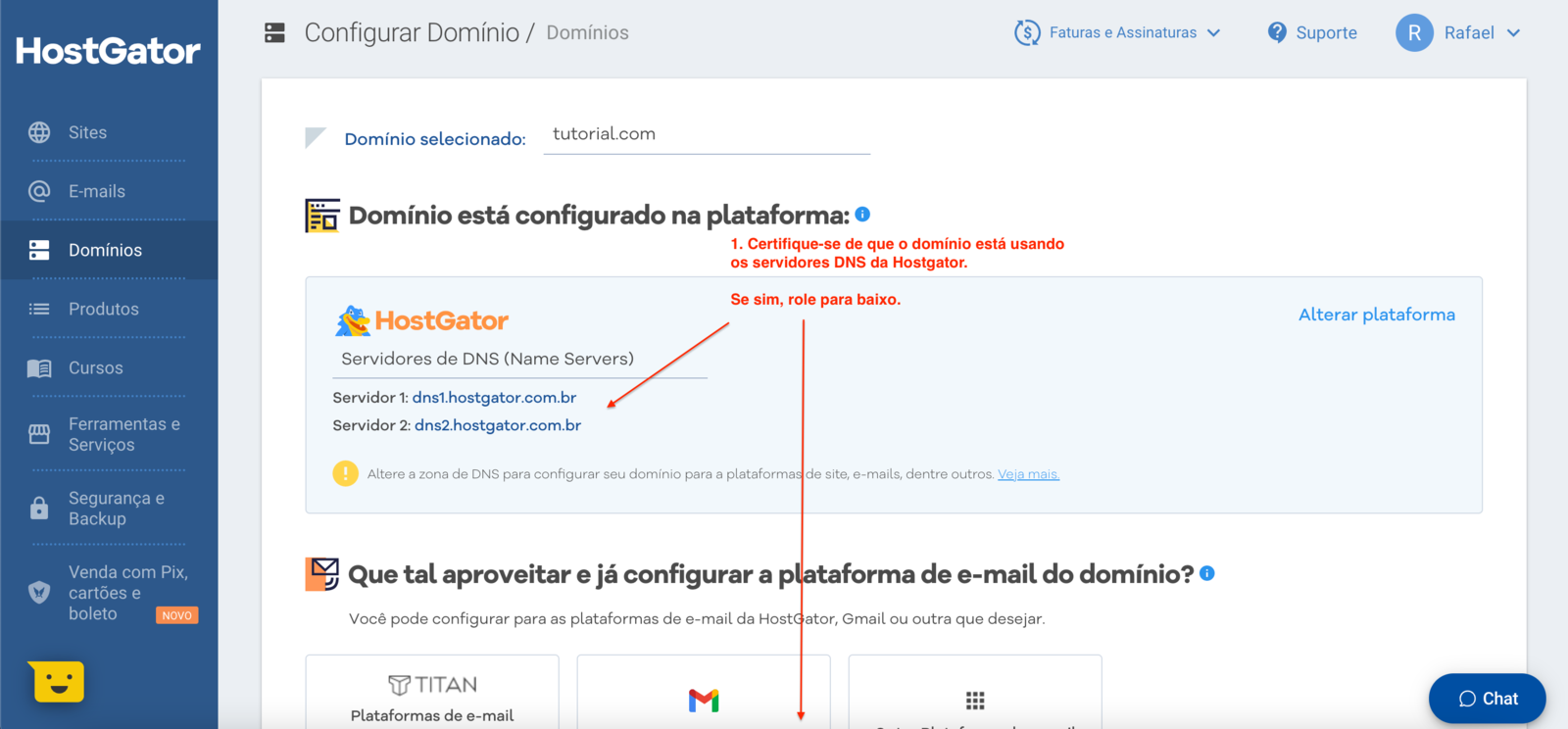Open Configure Domain in HostGator