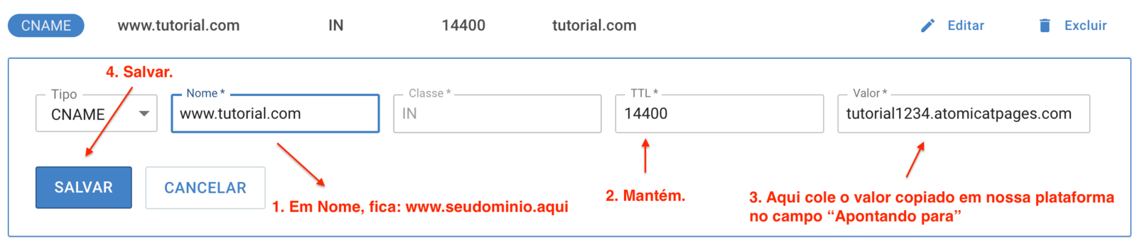 Edit or add the www CNAME record in HostGator