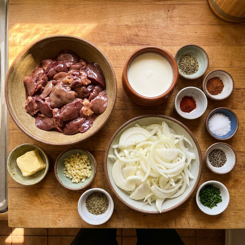 Hígado de pollo encebollado al estilo abuela