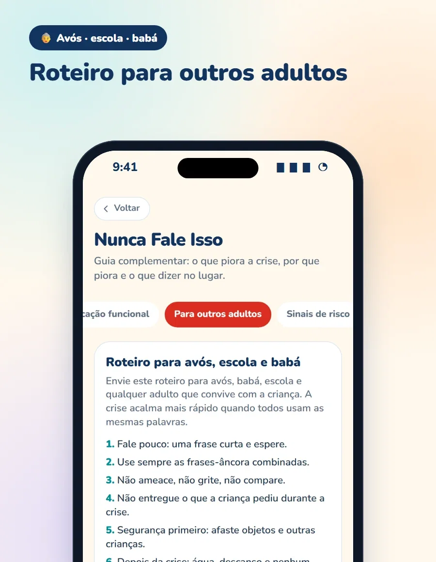 Roteiro para Outros Adultos (avós, escola, babá)