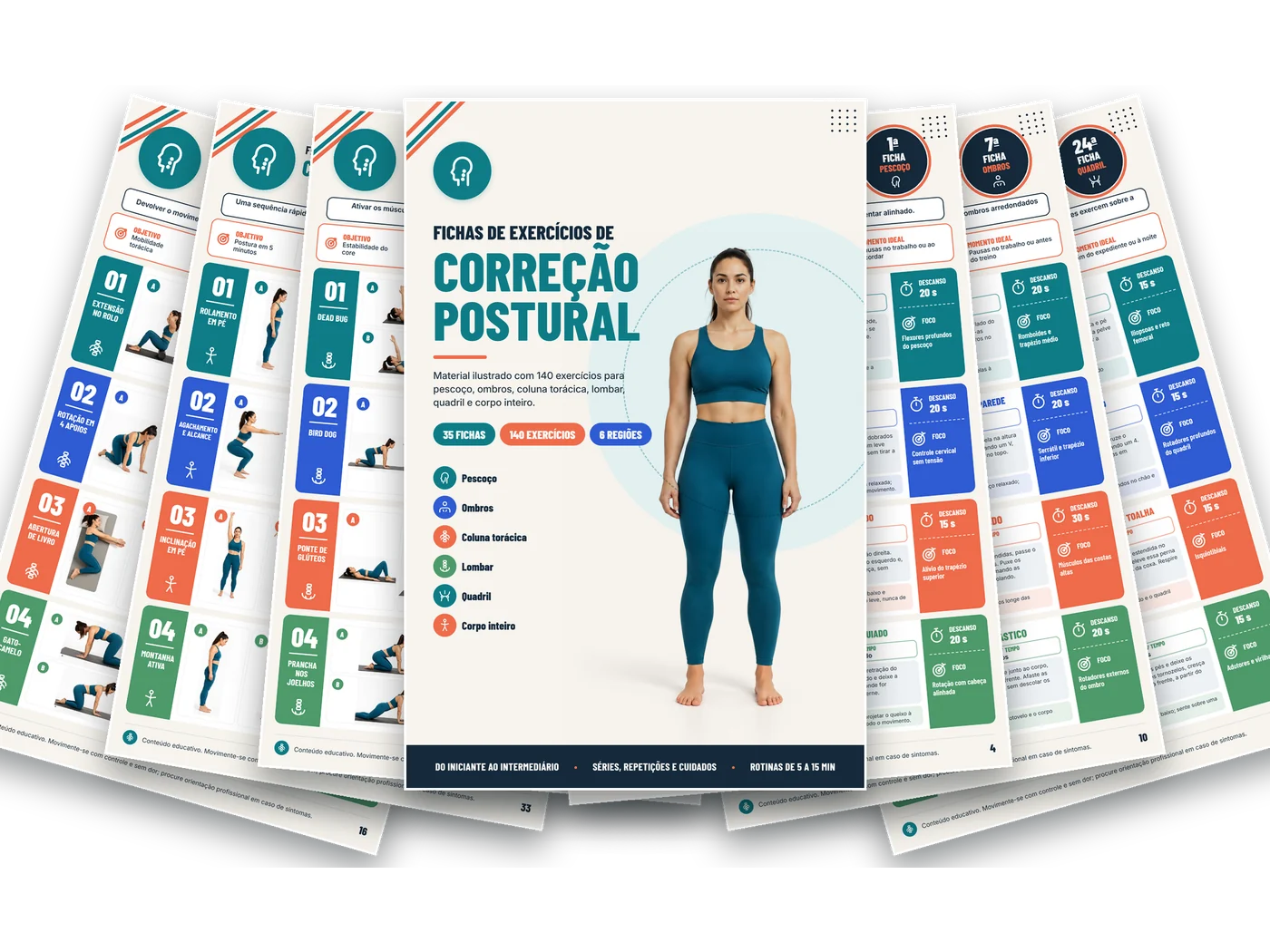 Capa e fichas do material de correção postural