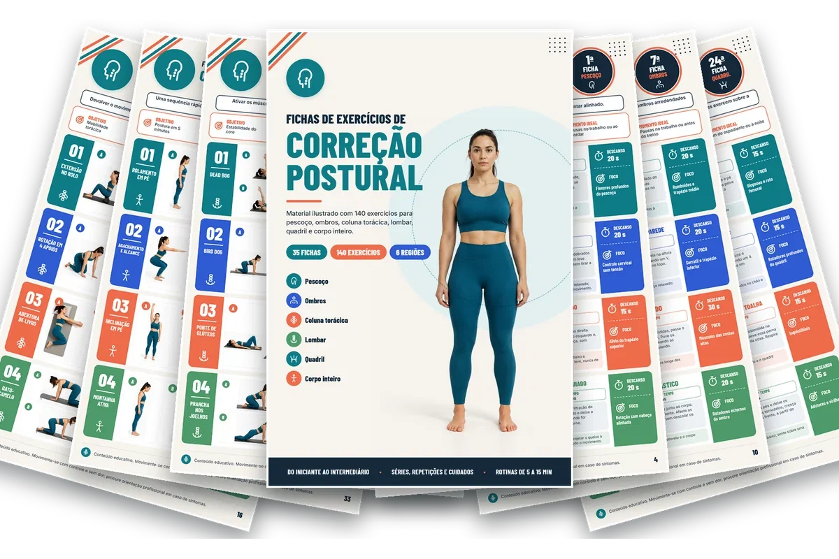 Capa e fichas do material de correção postural