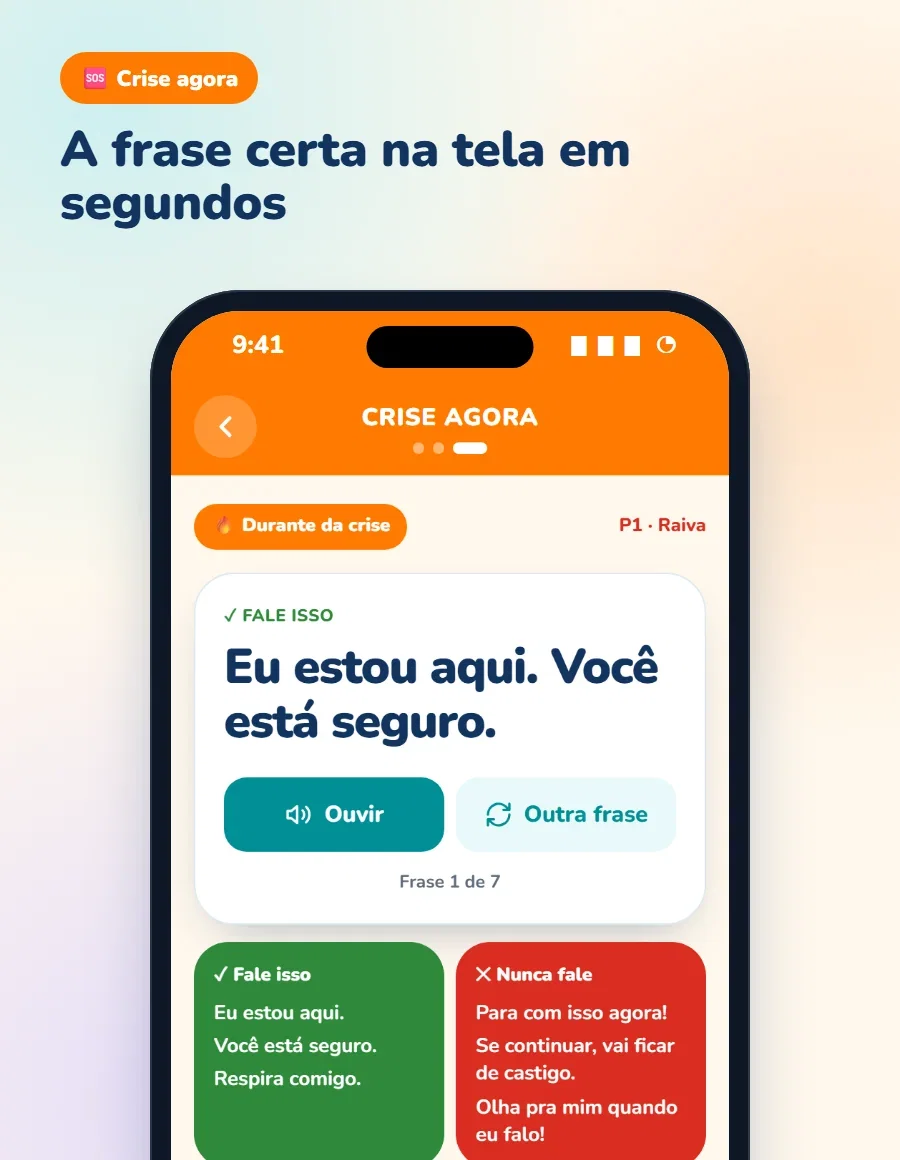 Botão “Crise agora”: frase na tela em segundos