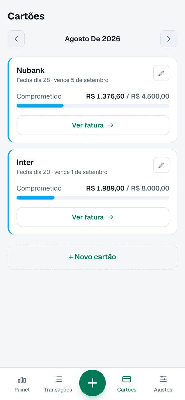 Seus cartões sob controle — Grana Certa