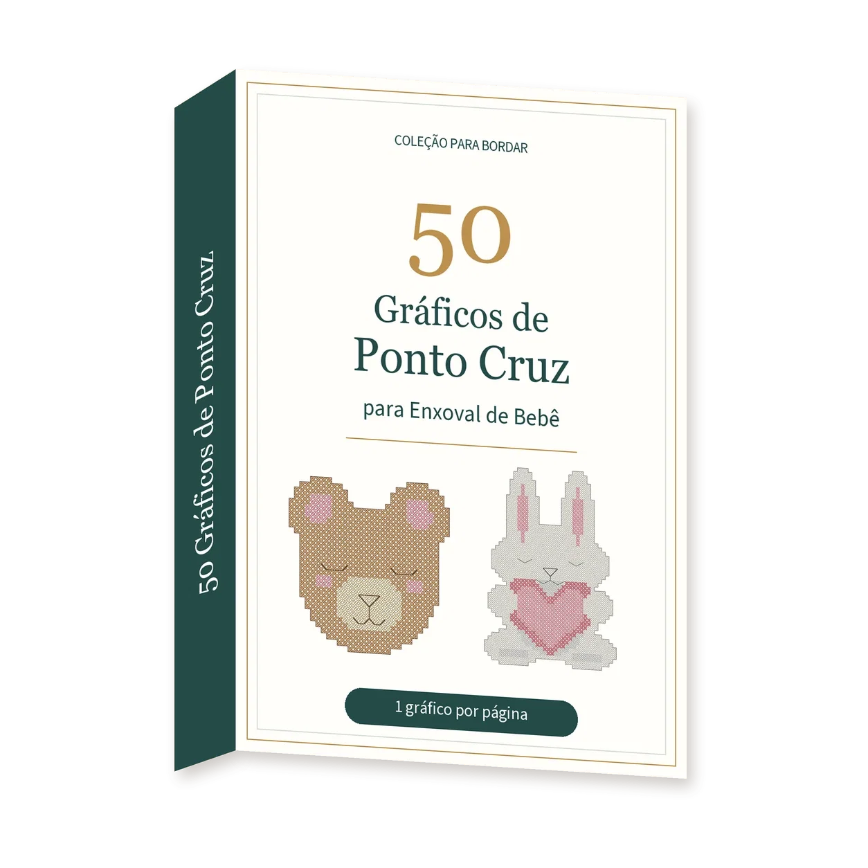 Material 50 Gráficos de Ponto Cruz para Enxoval de Bebê — 1 gráfico por página