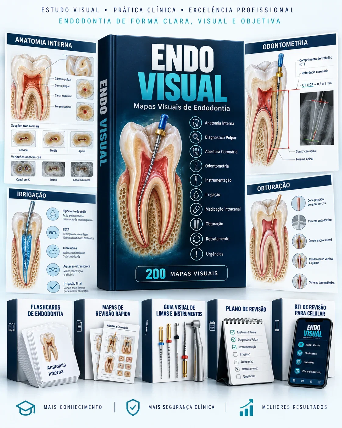 Mockup do material Endo Visual - Mapas Visuais de Endodontia