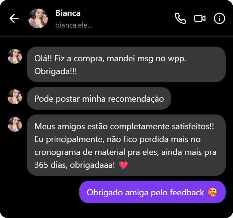Depoimento de comprador sobre o 365 Atividades
