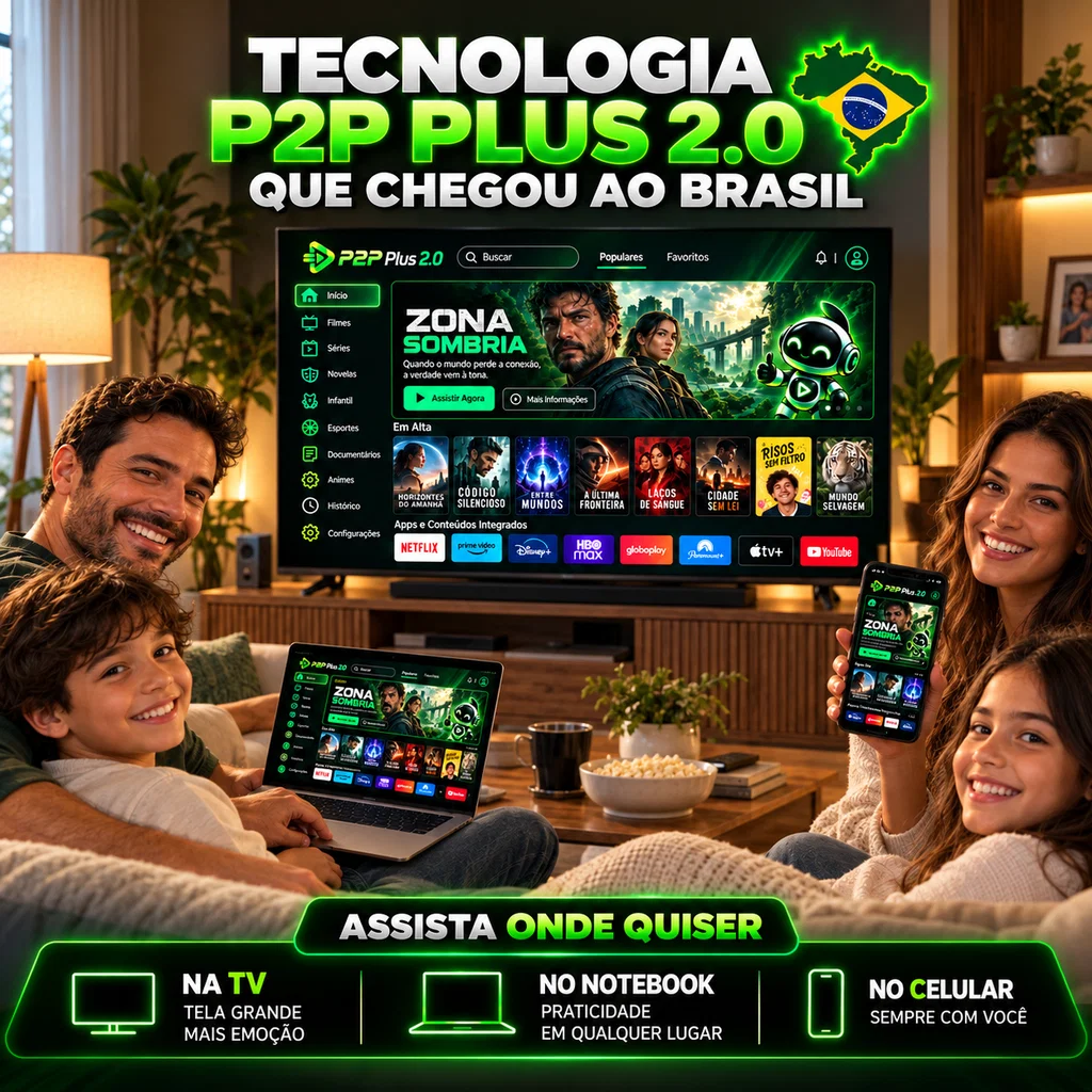 Tecnologia P2P PLUS 2.0 que chegou ao Brasil — assista na TV, notebook e celular
