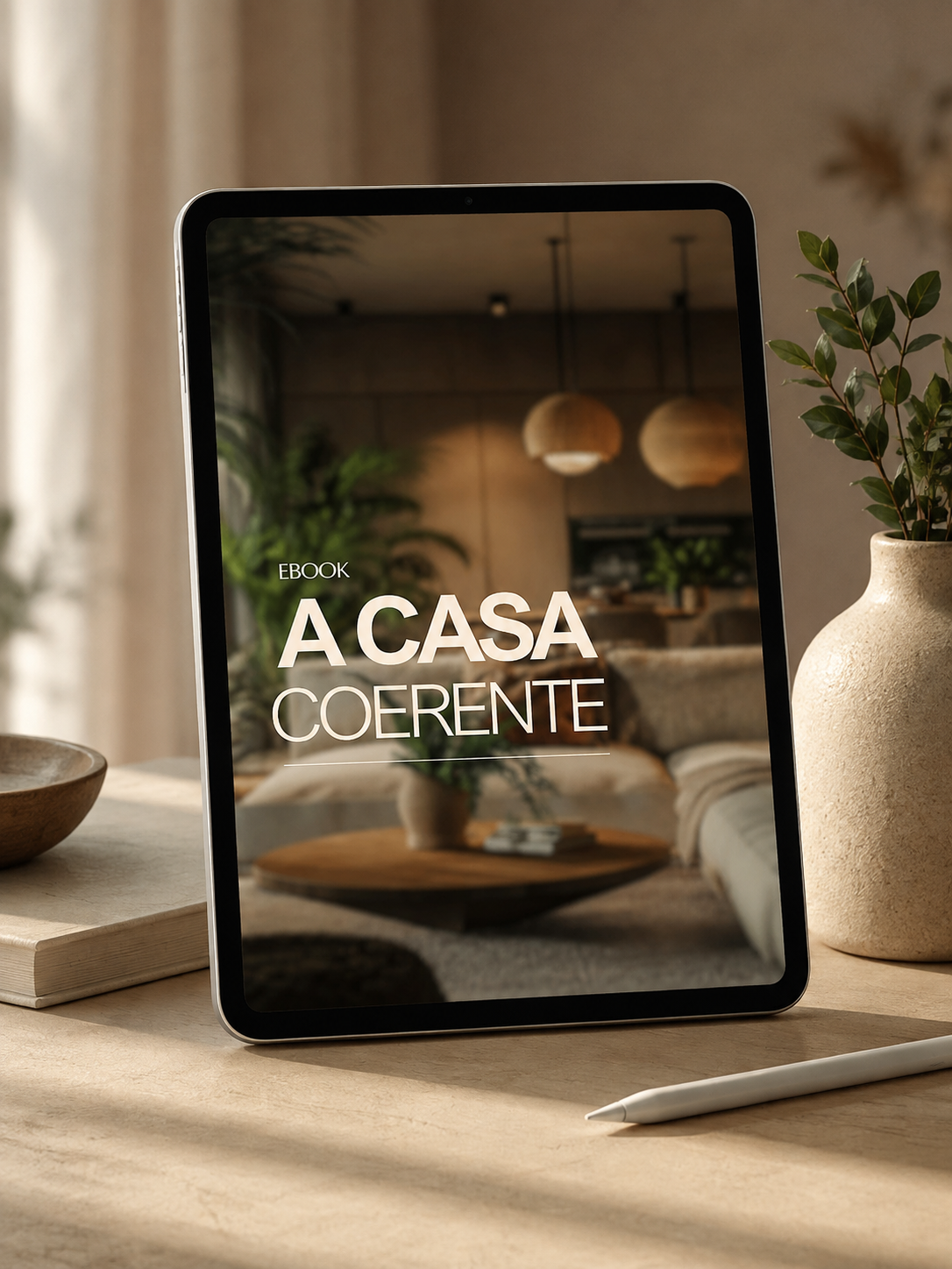 E-book A Casa Coerente apresentado em tablet
