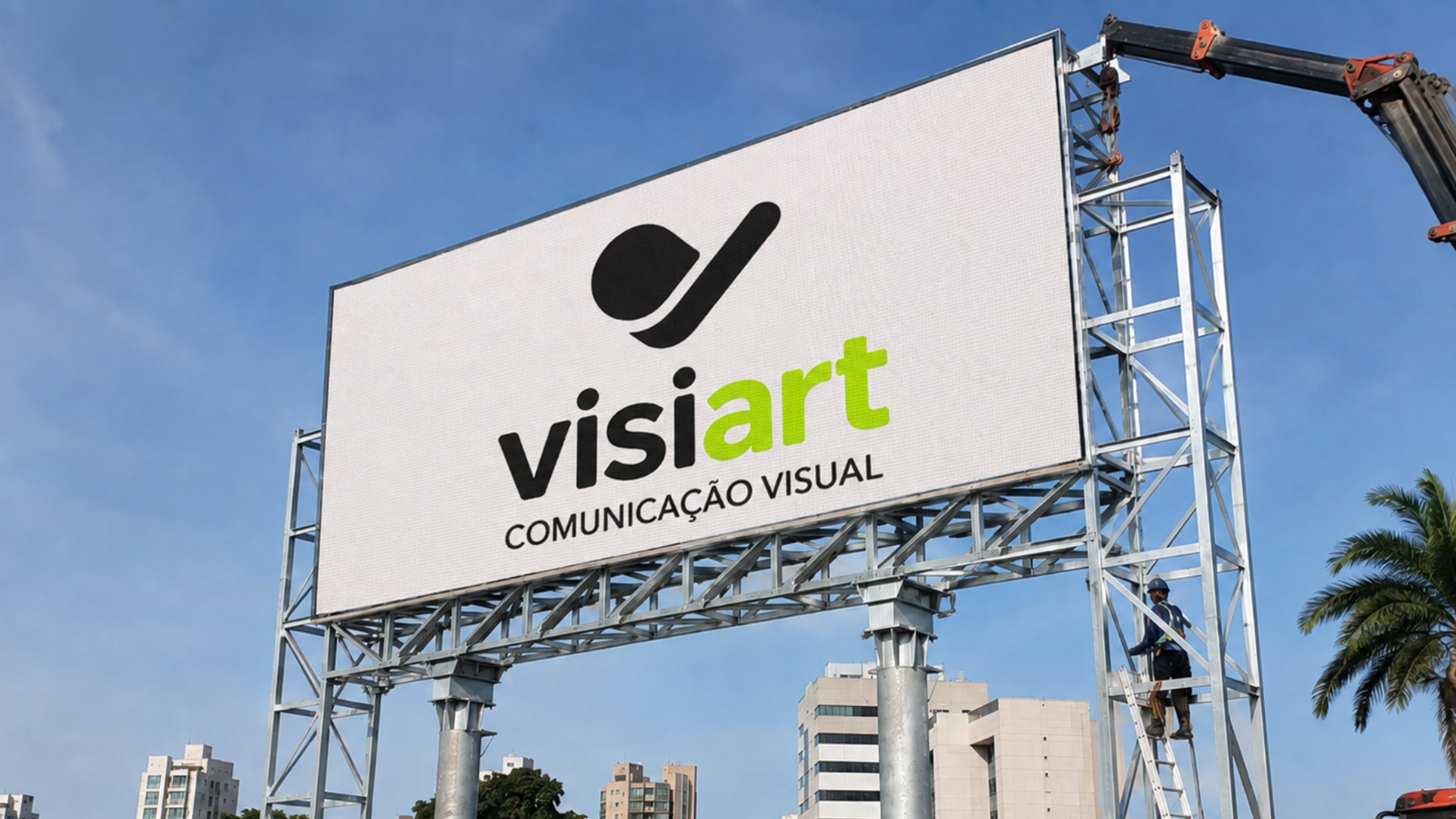 Painel de LED de grande formato instalado em edifício urbano