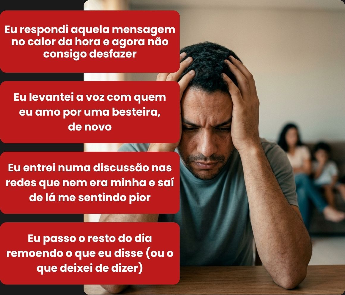 Persona arrependida depois de explodir, com pensamentos de ruminação