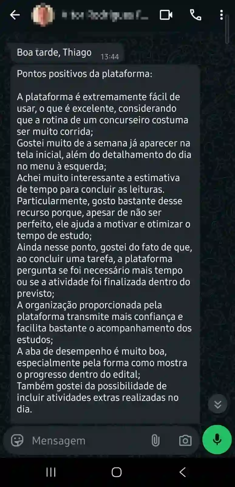 Depoimento de mentorado da Bizu Pilot