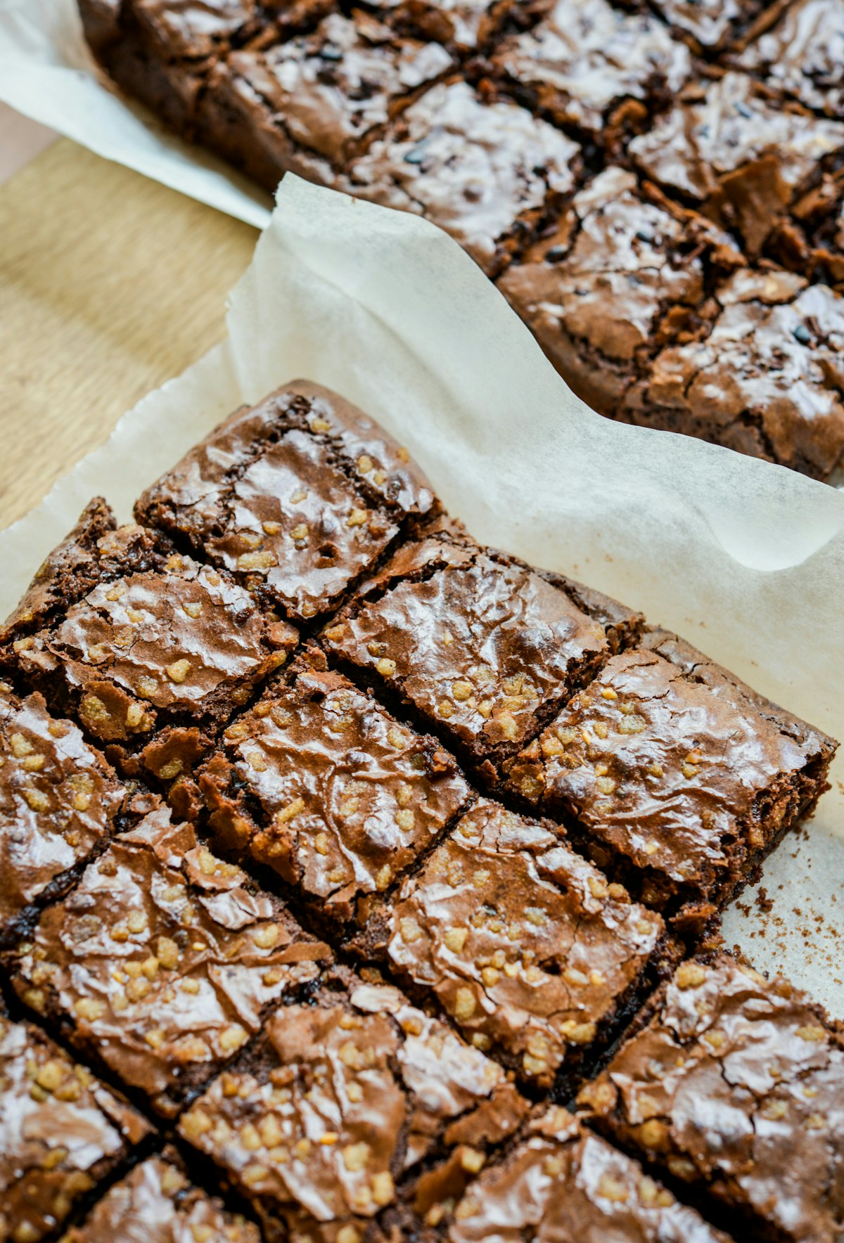 Chocolate brownies cut into squares