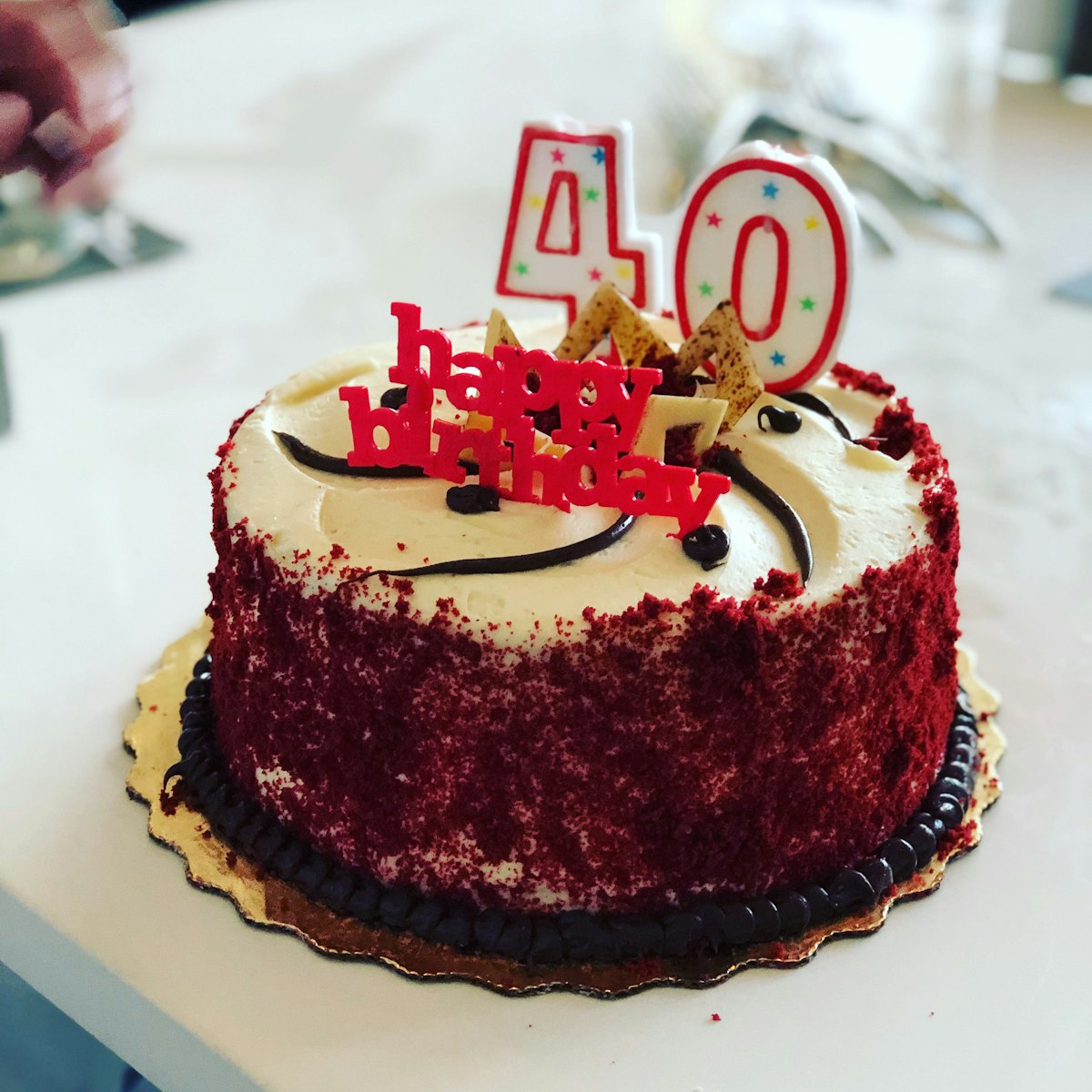 Red velvet cake with white frosting