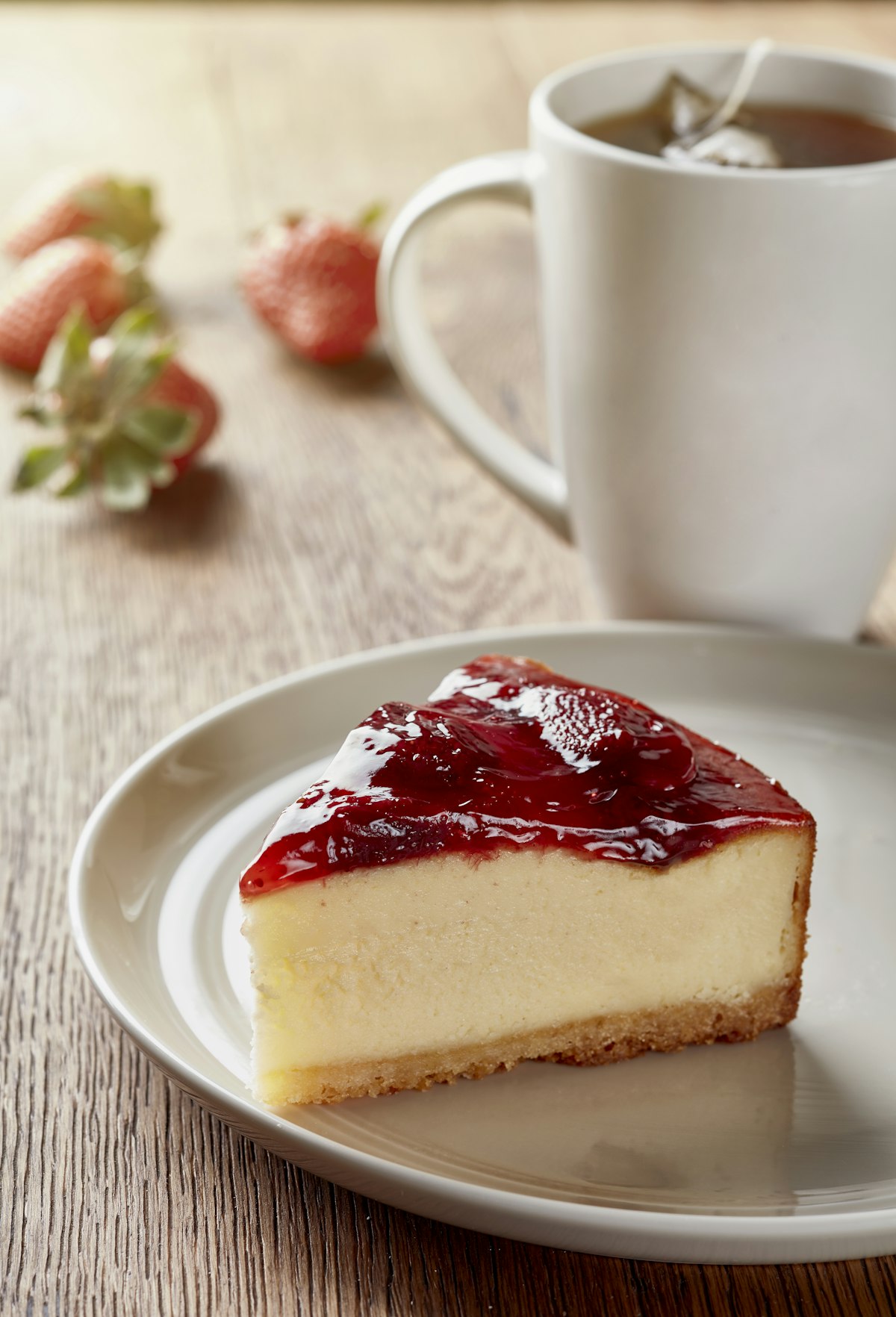 Slice of New York style cheesecake