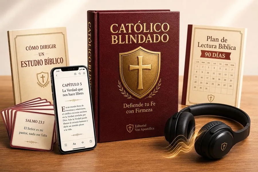 Paquete completo Católico Blindado — ebook, audiolibro, plan 90 días, flashcards y mini-ebook