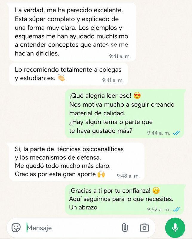 Conversación de WhatsApp con una lectora satisfecha