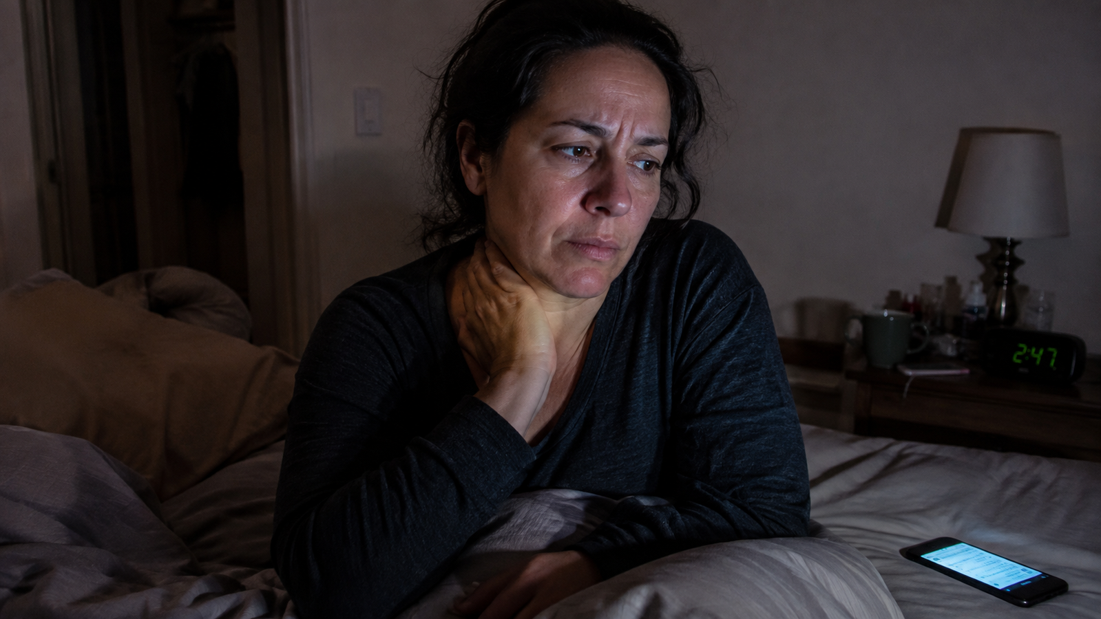 Woman feeling tense and unable to switch off at night