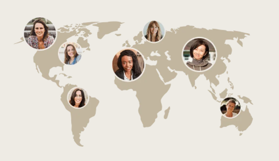 World map showing women from different countries