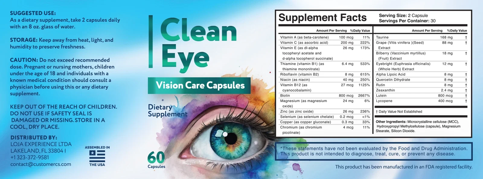 CleanEye Supplement Facts