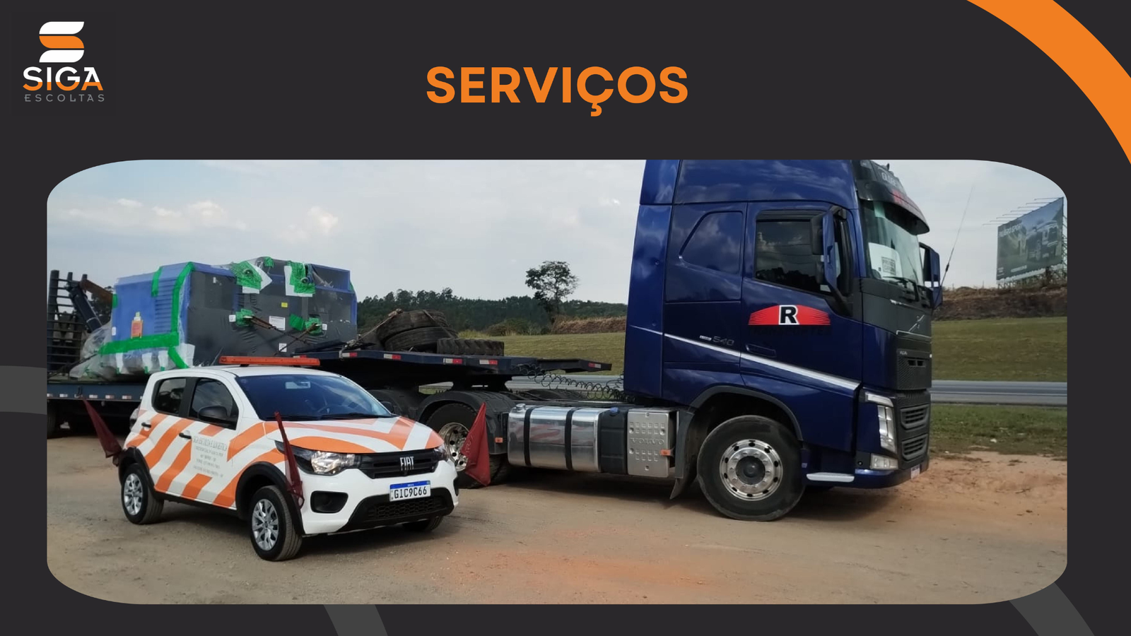 Veículo batedor SIGA acompanhando carga especial