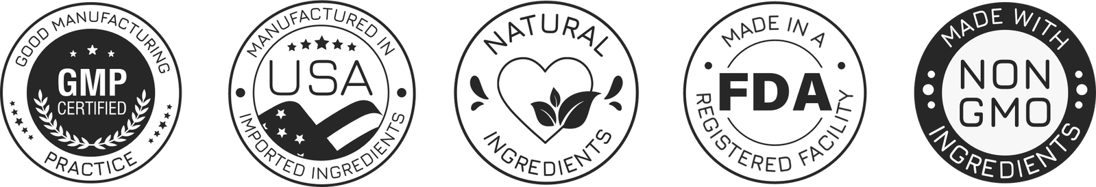 GMP &middot; Made in USA &middot; Natural &middot; FDA Registered &middot; Non-GMO