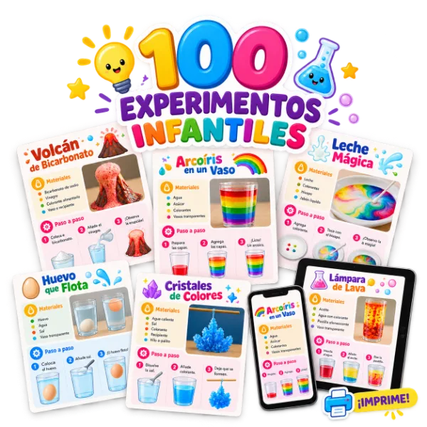 Niño maravillado con un experimento científico