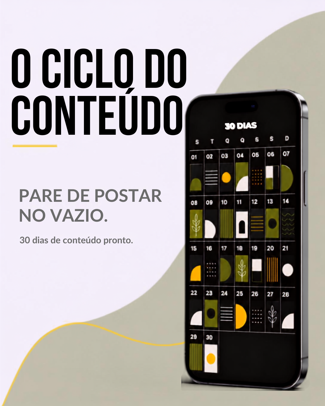Mockup de celular exibindo posts de Instagram gerados com The Content Loop