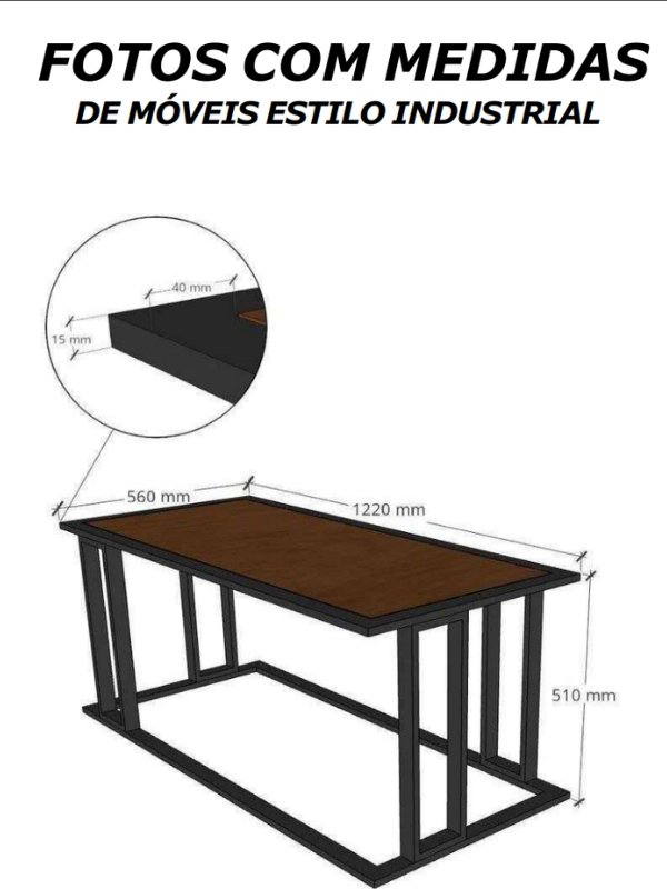 Página real do acervo com projeto e medidas de mesa em metalon