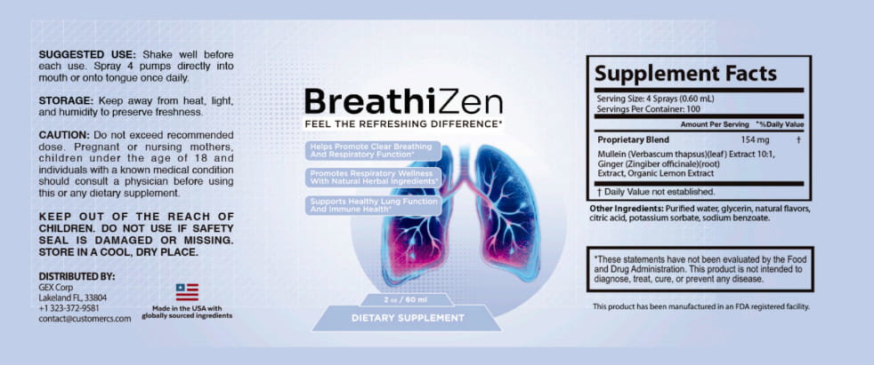BreathiZen Supplement Facts