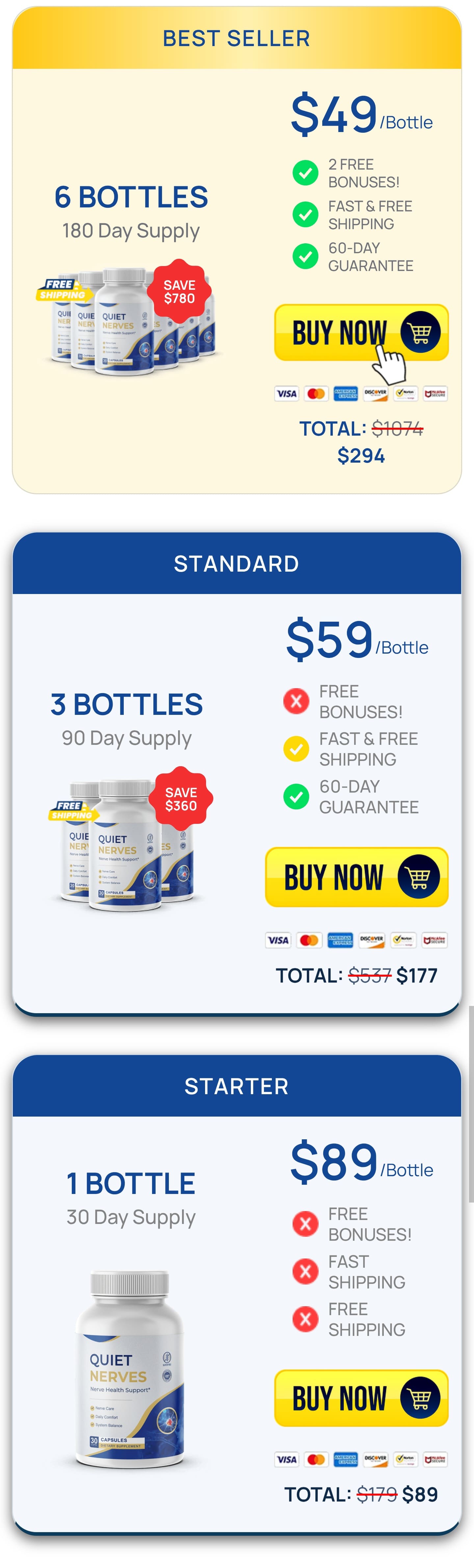 Quiet Nerves package pricing