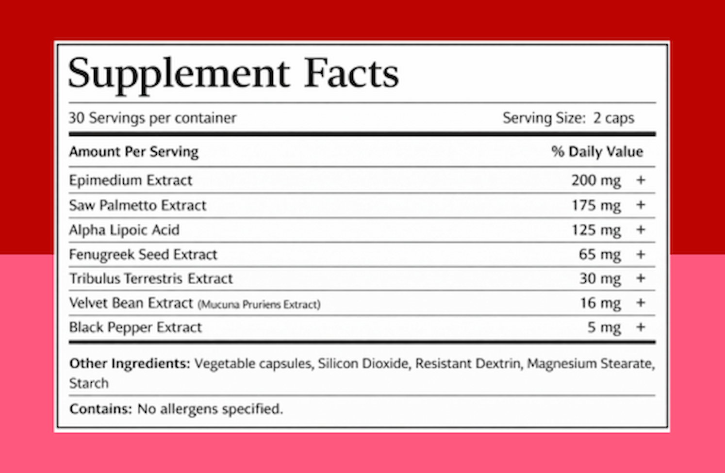 Sculpt Code Supplement Facts