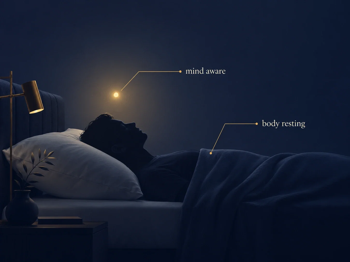 Illustration of a resting body with awareness staying active