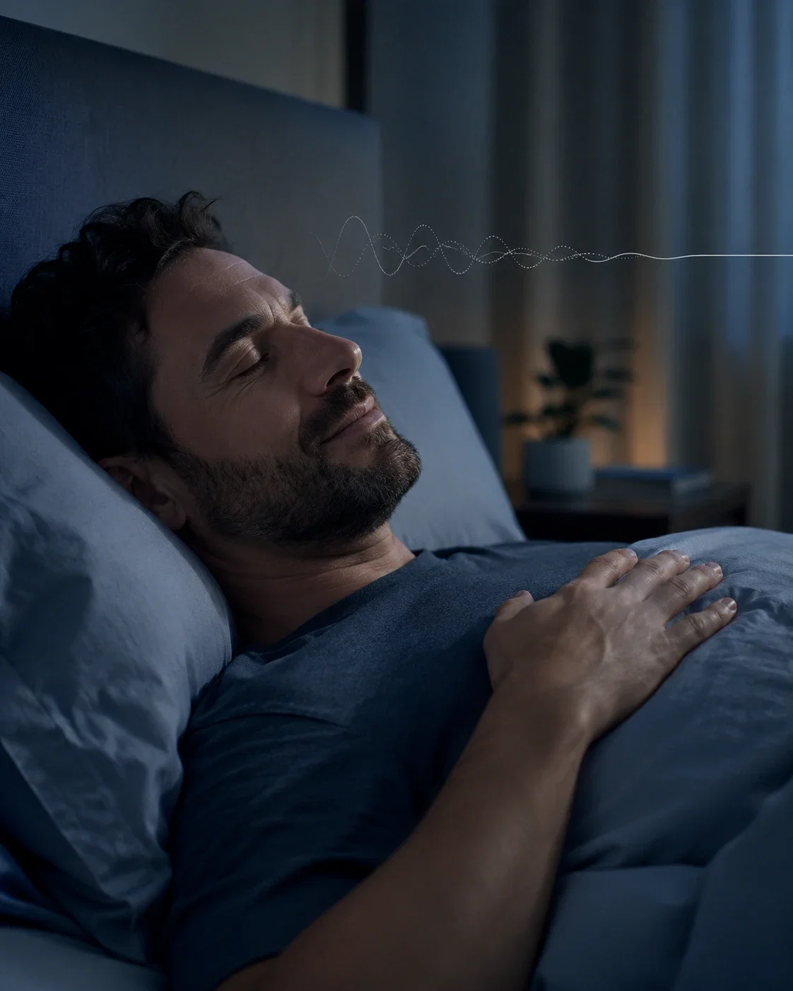 A relaxed hand on the chest with slow, steady breathing