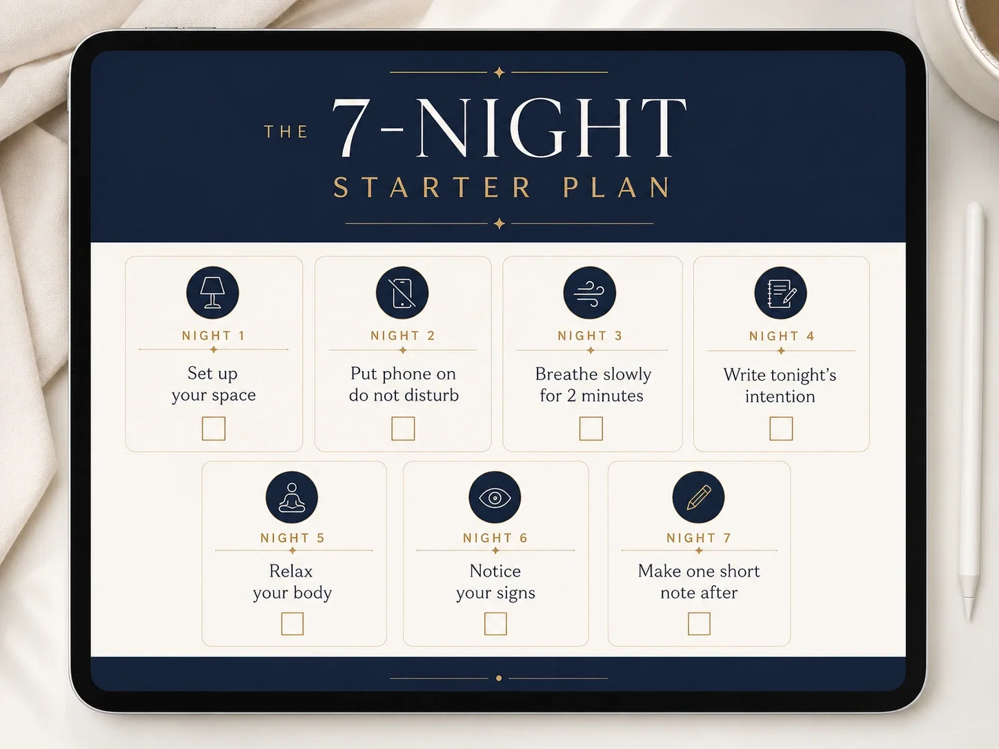 The 7-Night Starter Plan with one short task per night