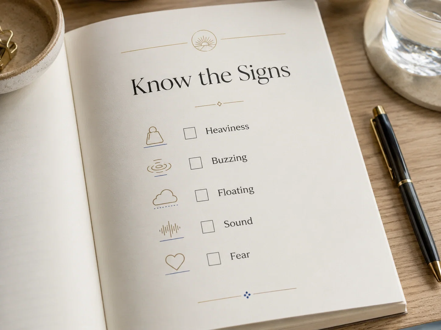 A workbook page listing the threshold signs to know