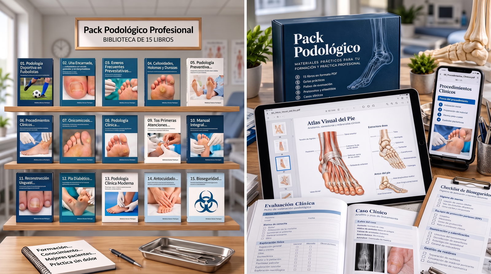 Los 15 libros del Pack Podológico