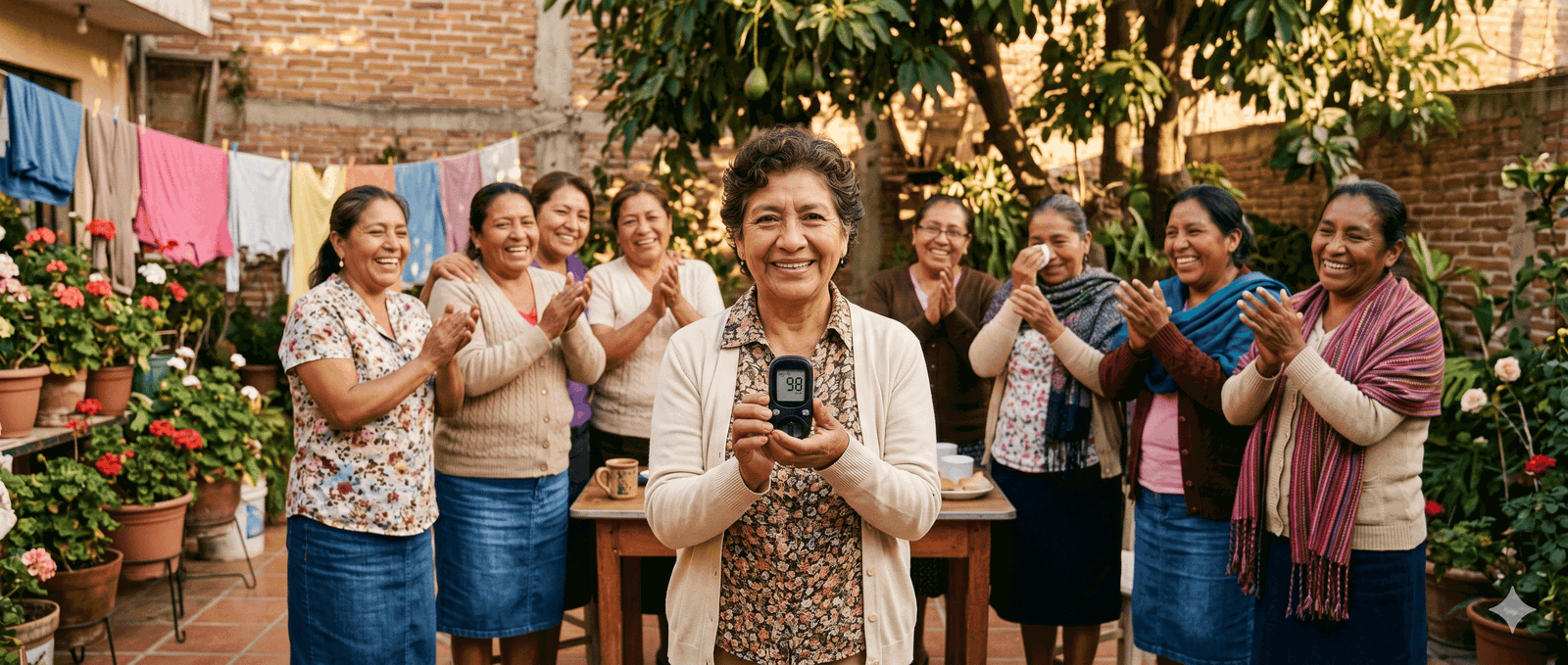 Las mujeres de Raíz Viva celebrando