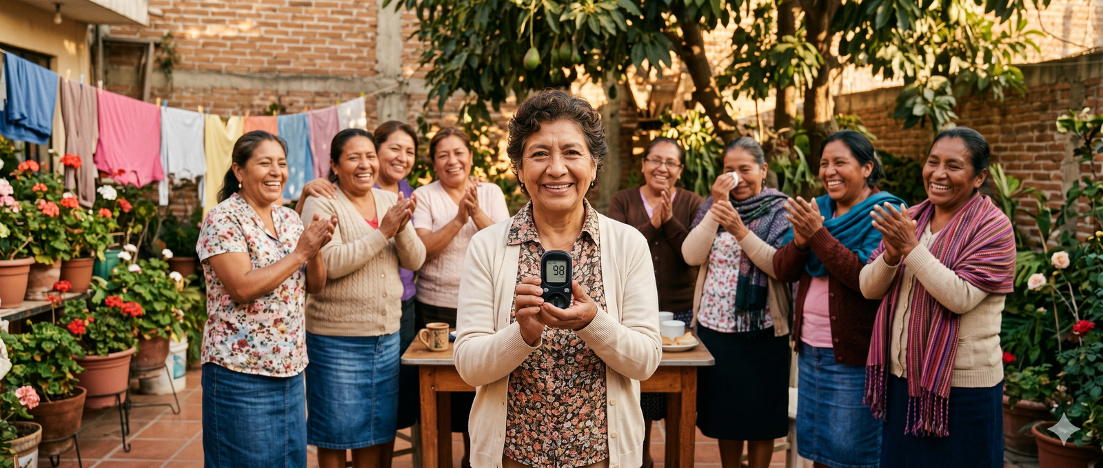 Las mujeres de Raíz Viva celebrando