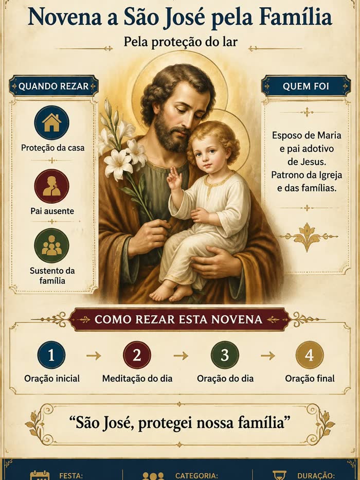 Página da Novena a São José pela Família