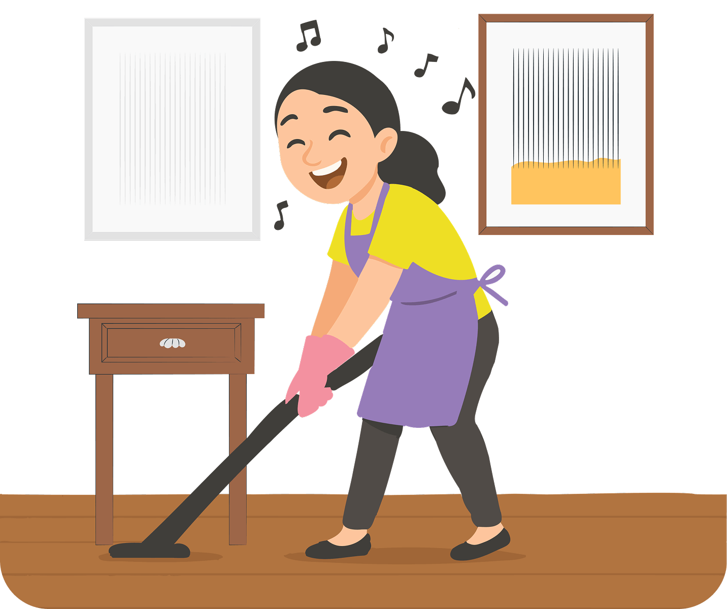 Woman enjoying her cleaning routine