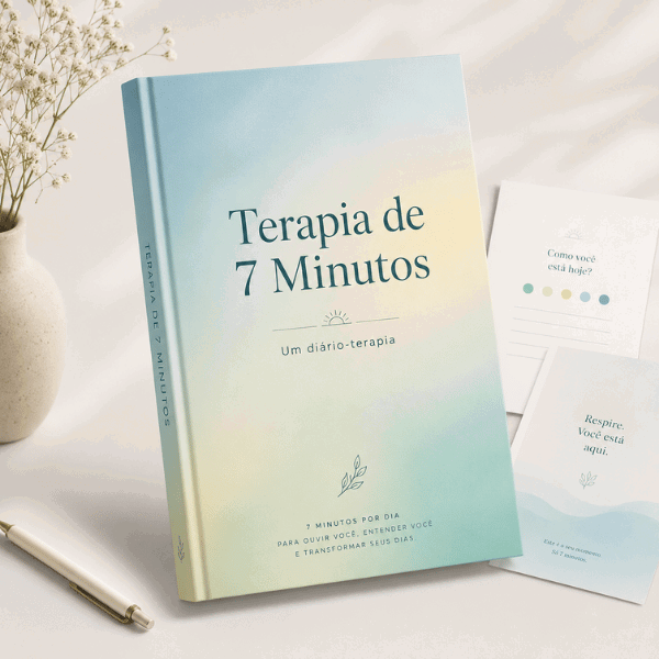 Terapia de 7 Minutos — mockup do diário-terapia impresso