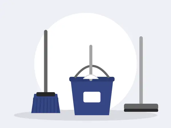 Ilustração de equipamentos de limpeza — Elo Distribuidora