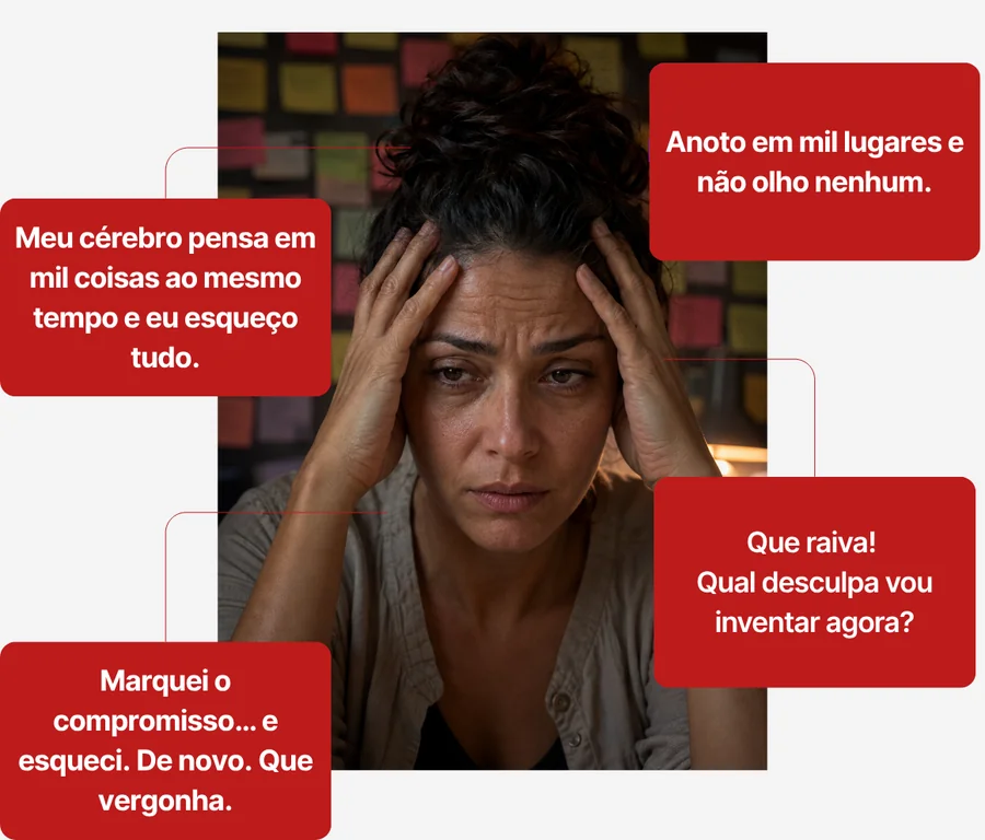Meu cérebro pensa em mil coisas ao mesmo tempo e eu esqueço tudo