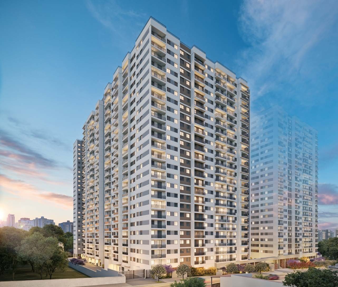 Fachada do Novo Mundo Carrão II, empreendimento Cury no Carrão