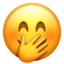 face with hand over mouth-smiling face with smiling eyes and hand covering mouth