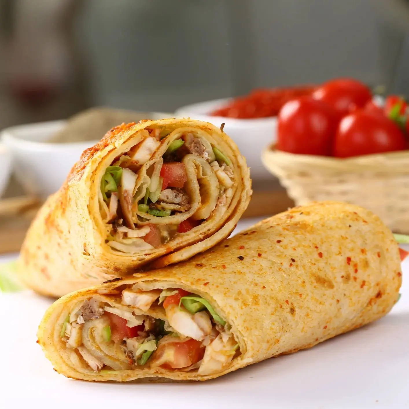 Wrap de frango desfiado