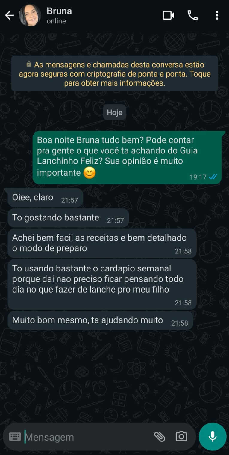 Depoimento de cliente 3 sobre o Lanchinhos da Alegria