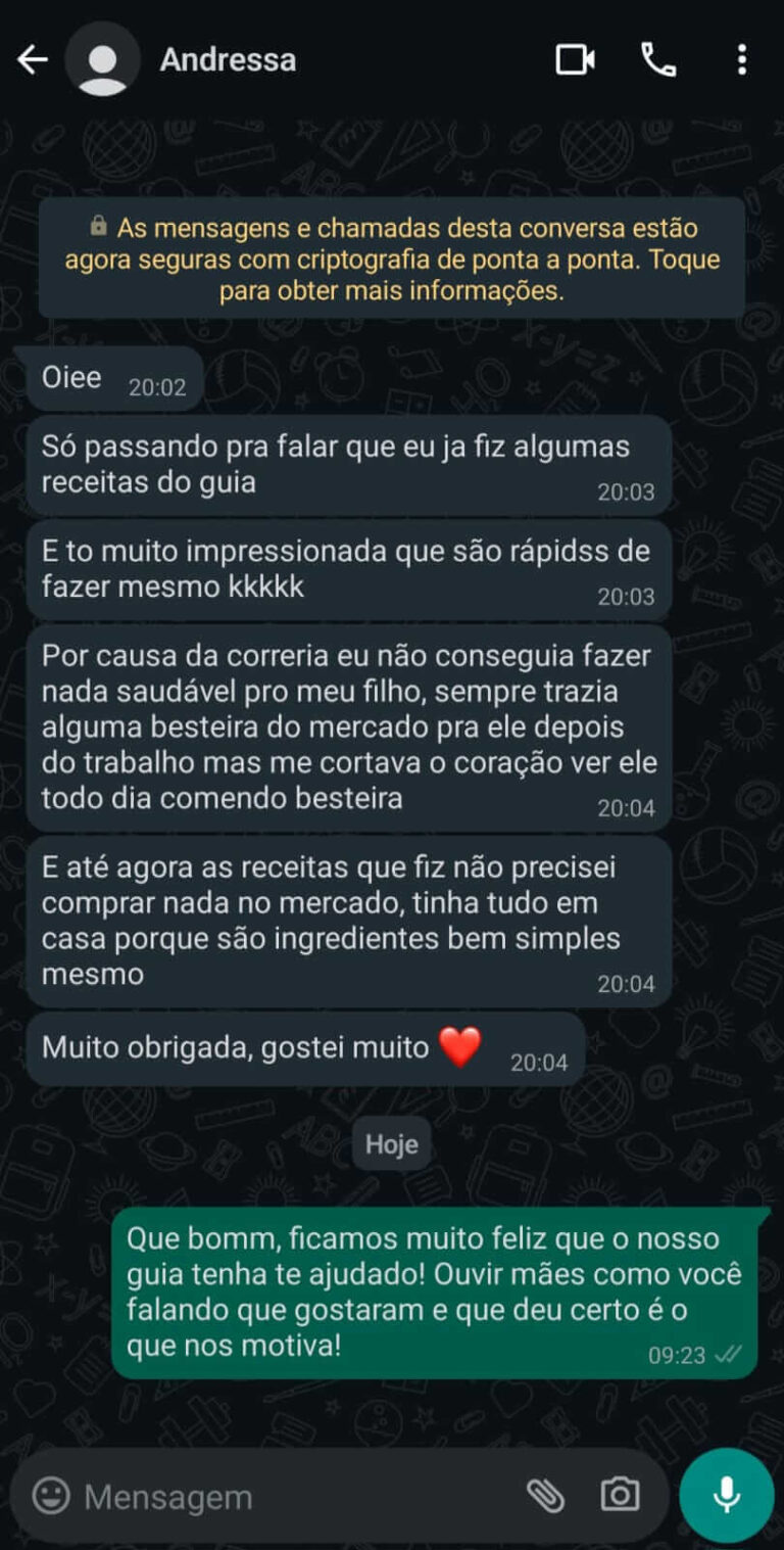 Depoimento de cliente 4 sobre o Lanchinhos da Alegria