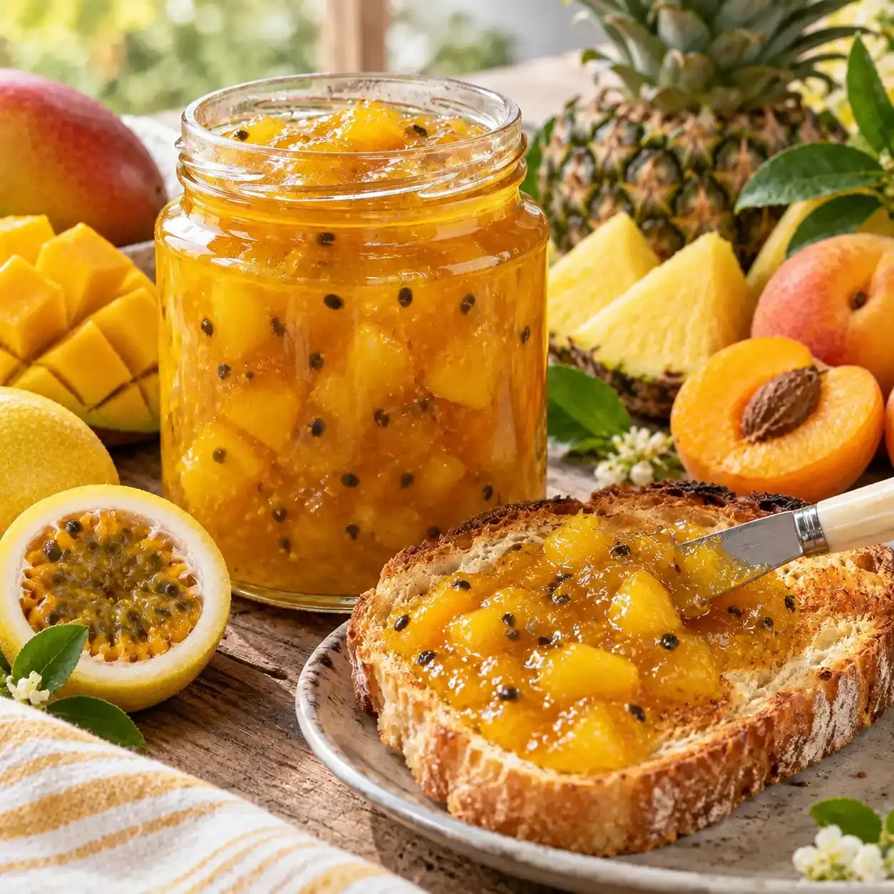 Geleia de frutas amarelas — manga, abacaxi, maracujá e damasco
